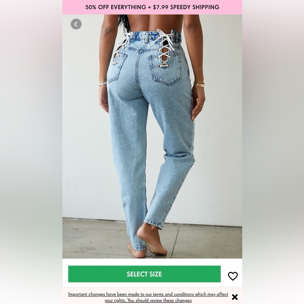 PRETTYLITTLETHING Shape vintage wash lace up detail straight leg jeans
